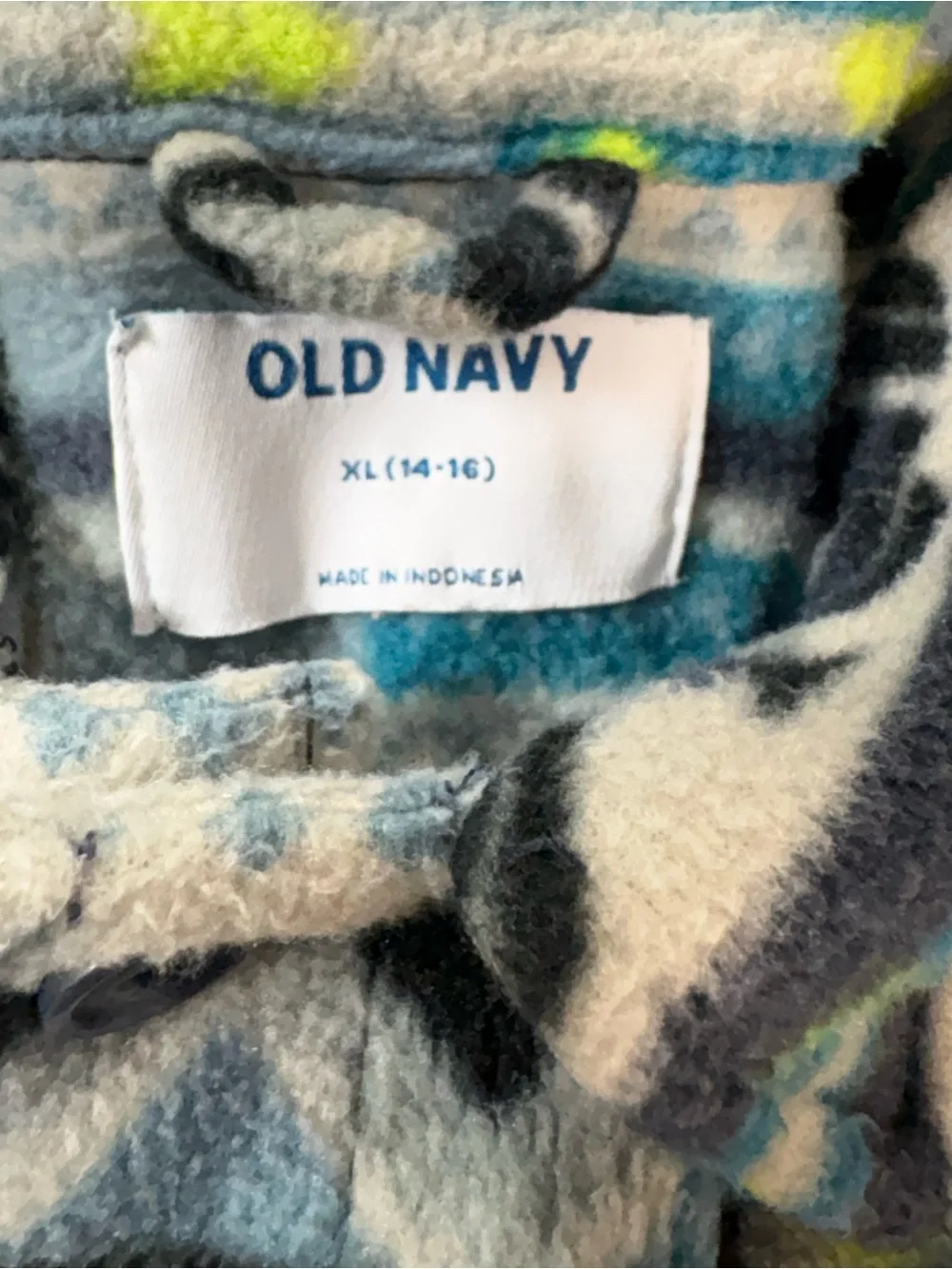 Old Navy Boys Blue & Black Patterned Fleece Shirt Jacket